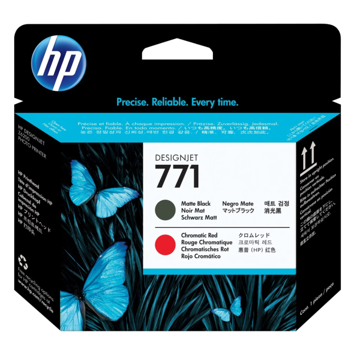 Cartucho de tinta HP 771 DesignJet Negro Mate y Rojo Cromático Original