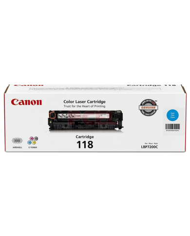Cartucho de Toner Canon 118 Cian, Rinde 2400 Páginas