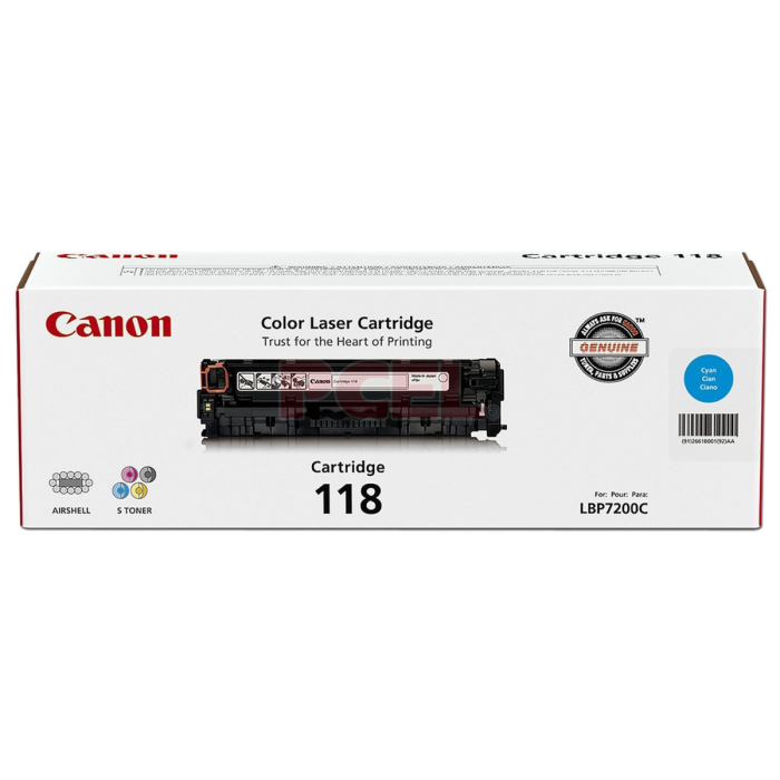 Cartucho de Toner Canon 118 Cian, Rinde 2400 Páginas