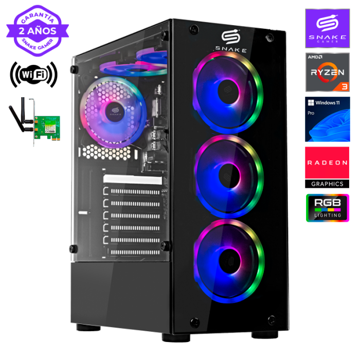 Pc Gamer Vibora Black V0 AMD Ryzen 3 3200G, SSD 512GB, RAM 16 GB, WIFI 2.0