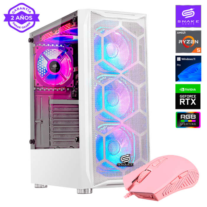 Pc Gamer Vibora White V3 AMD Ryzen 5 5600, RTX 3050, SSD 500GB, RAM 16 GB