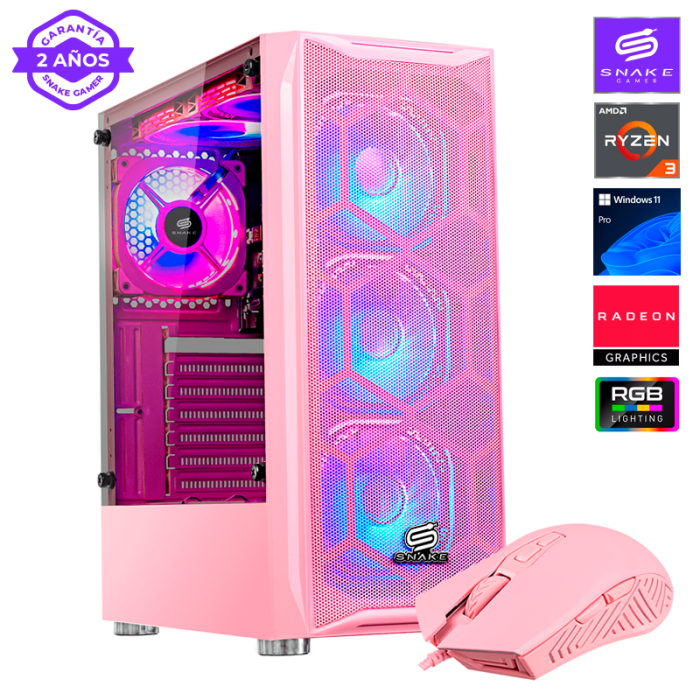 Pc Gamer Vibora Pink V0 AMD Ryzen 3 3200G, SSD 256GB, RAM 16 GB, W11P