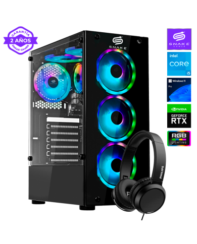 Pc Gamer Cobra Black V3 Intel Core I5-12400F, RTX 4060 8GB, SSD 1TB, RAM 16 GB, WIFI, W11P | Snake Gamer